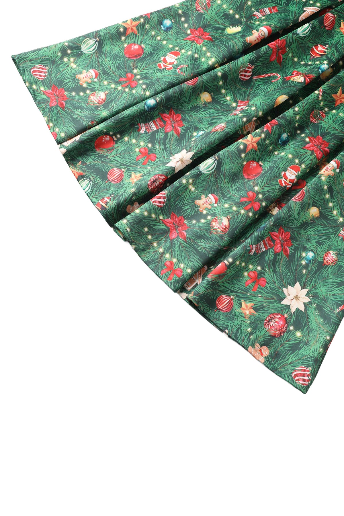 Aisley Green Christmas Tree Decorations Midi Skirt