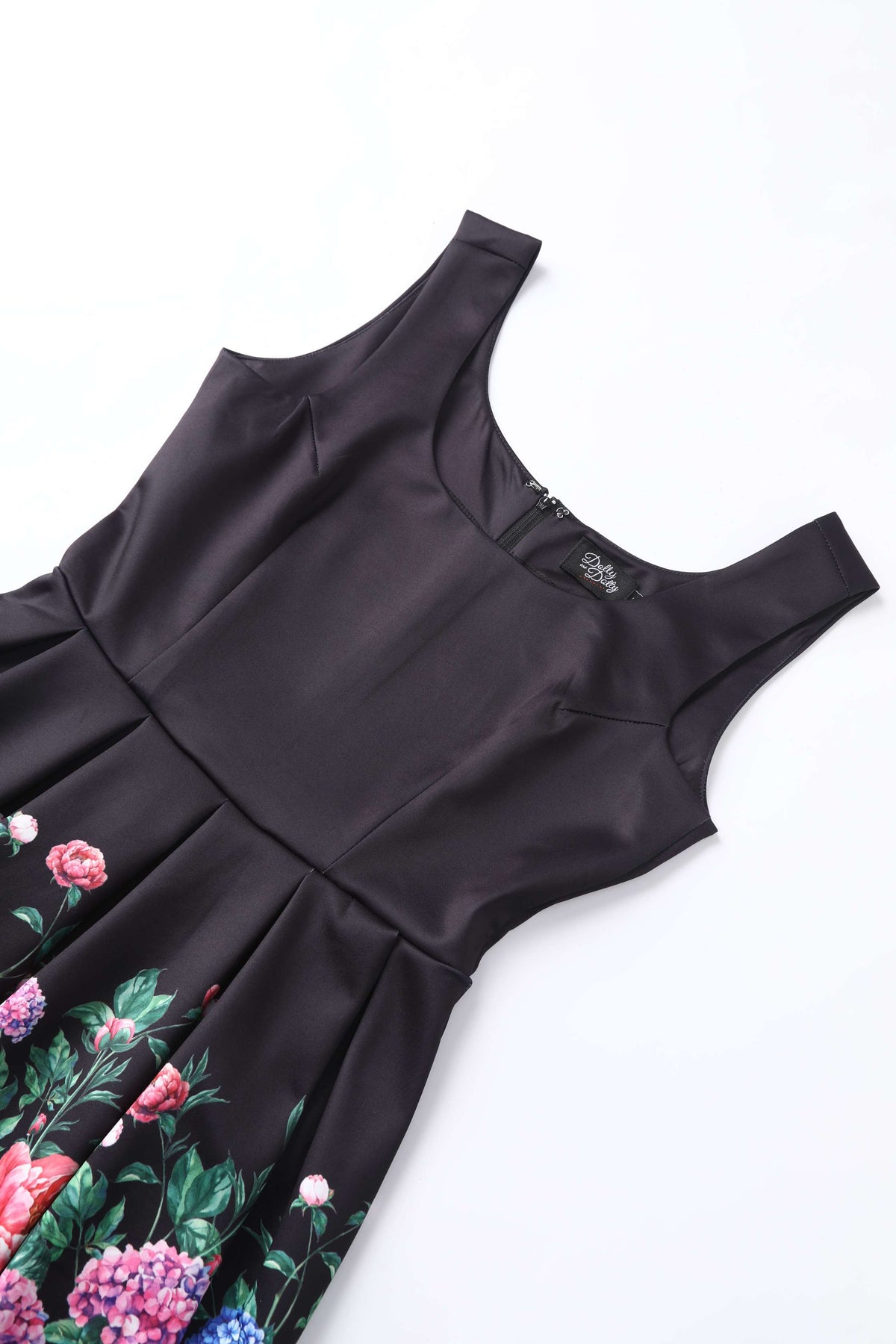 Amanda Hydrangea Black Flared Dress