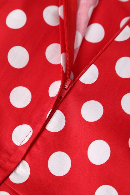 Amanda Polka Dot Flared Dress In Red