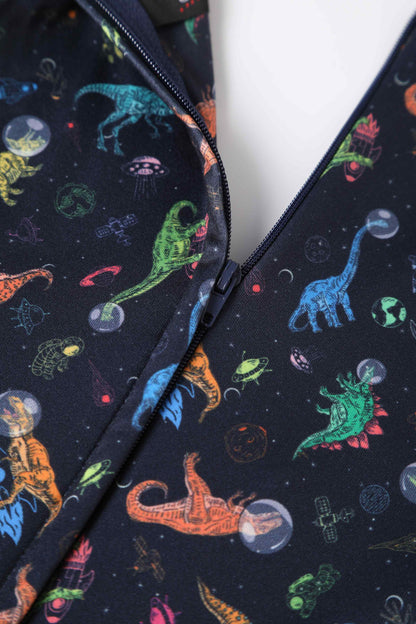 Esther Astronaut Dinosaur Jumpsuit In Navy Blue