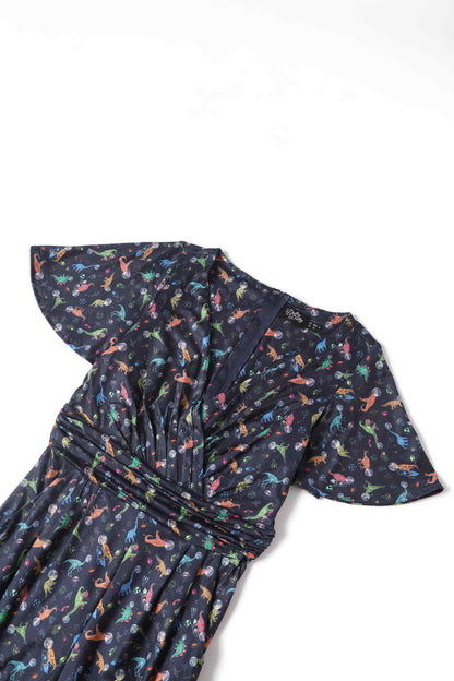 Esther Astronaut Dinosaur Jumpsuit In Navy Blue
