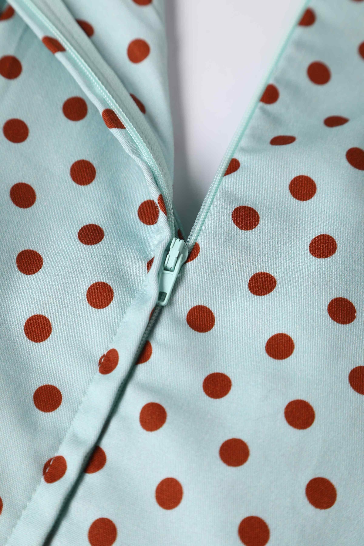 Lily Baby Blue Off-Shoulder Dress with Red Polka Dots
