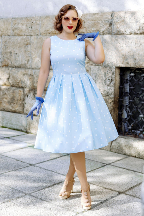 Annie Baby Blue Polka Dot Swing Dress