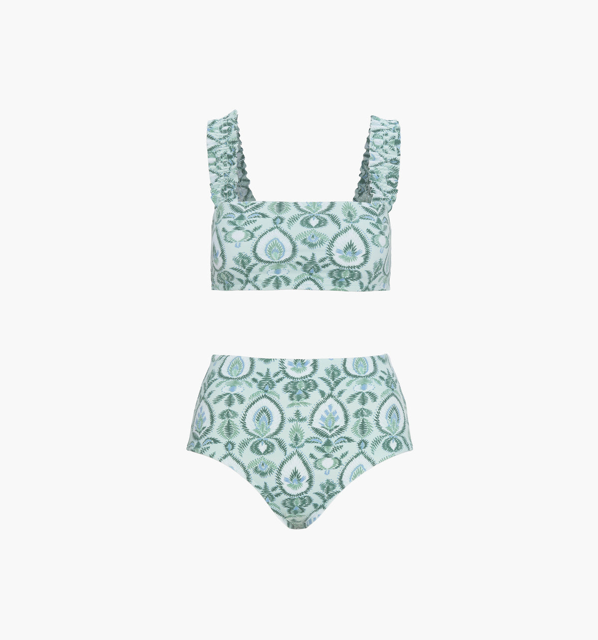 The Teagan Bikini Set - Green Palm Ikat