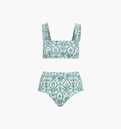 The Teagan Bikini Set - Green Palm Ikat