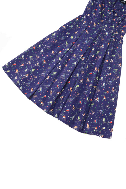 Lily Bird Garden Off Shoulder Dress In Navy Blue