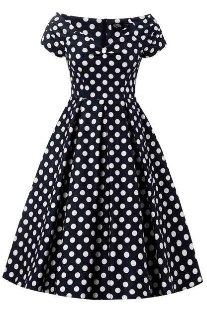 Lily Black Polka Dot Off Shoulder Dress