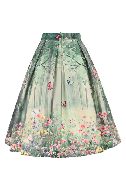 Aisley Butterfly Forest Box Pleated Skirt