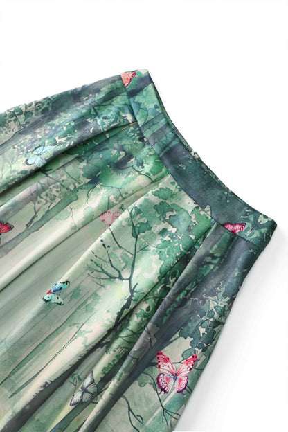 Aisley Butterfly Forest Box Pleated Skirt