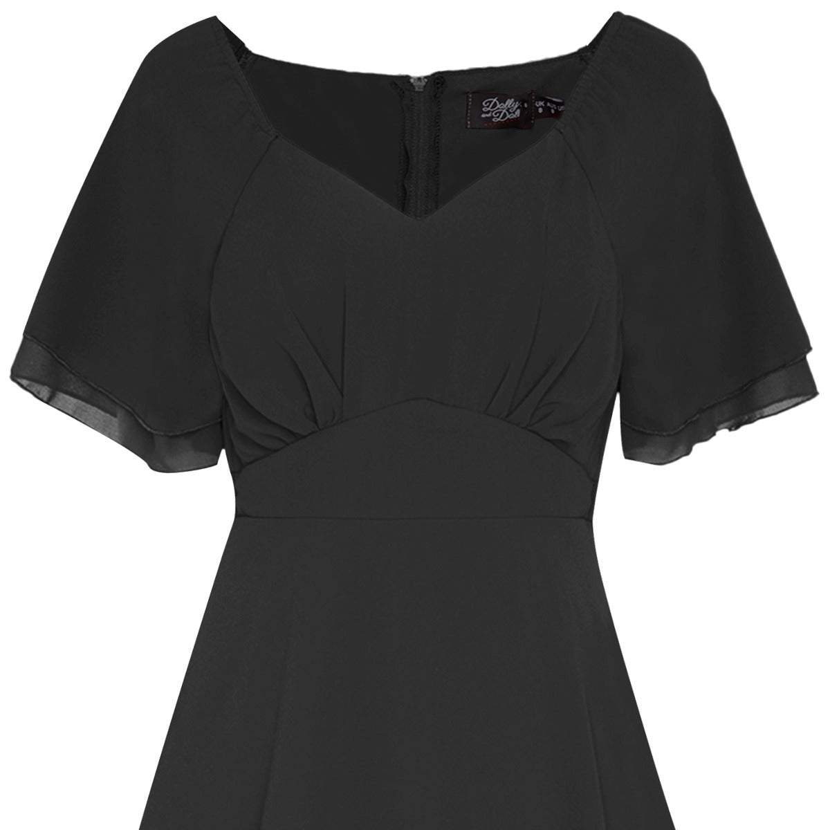 Meredith Comfortable Flattering Floaty Chiffon Dress in Black