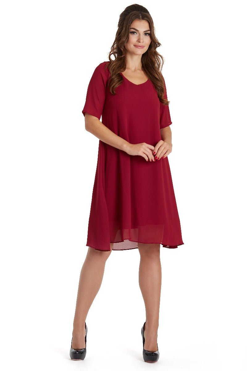 Dora 50's Chiffon dress in Burgundy