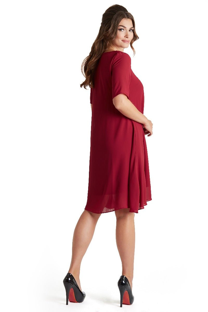 Dora 50's Chiffon dress in Burgundy