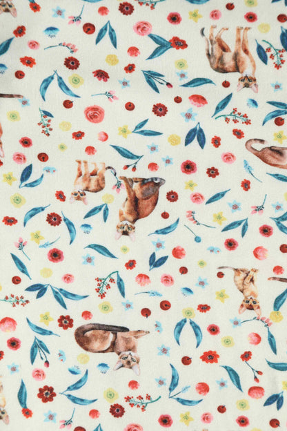 Janice Ivory Cream Sleeved Tea Dress in Cat Floral Print