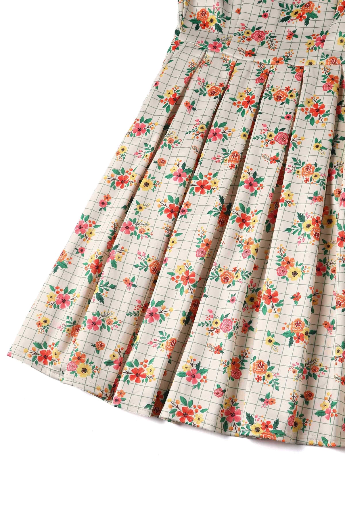 Amanda Cream White Floral Check Dress