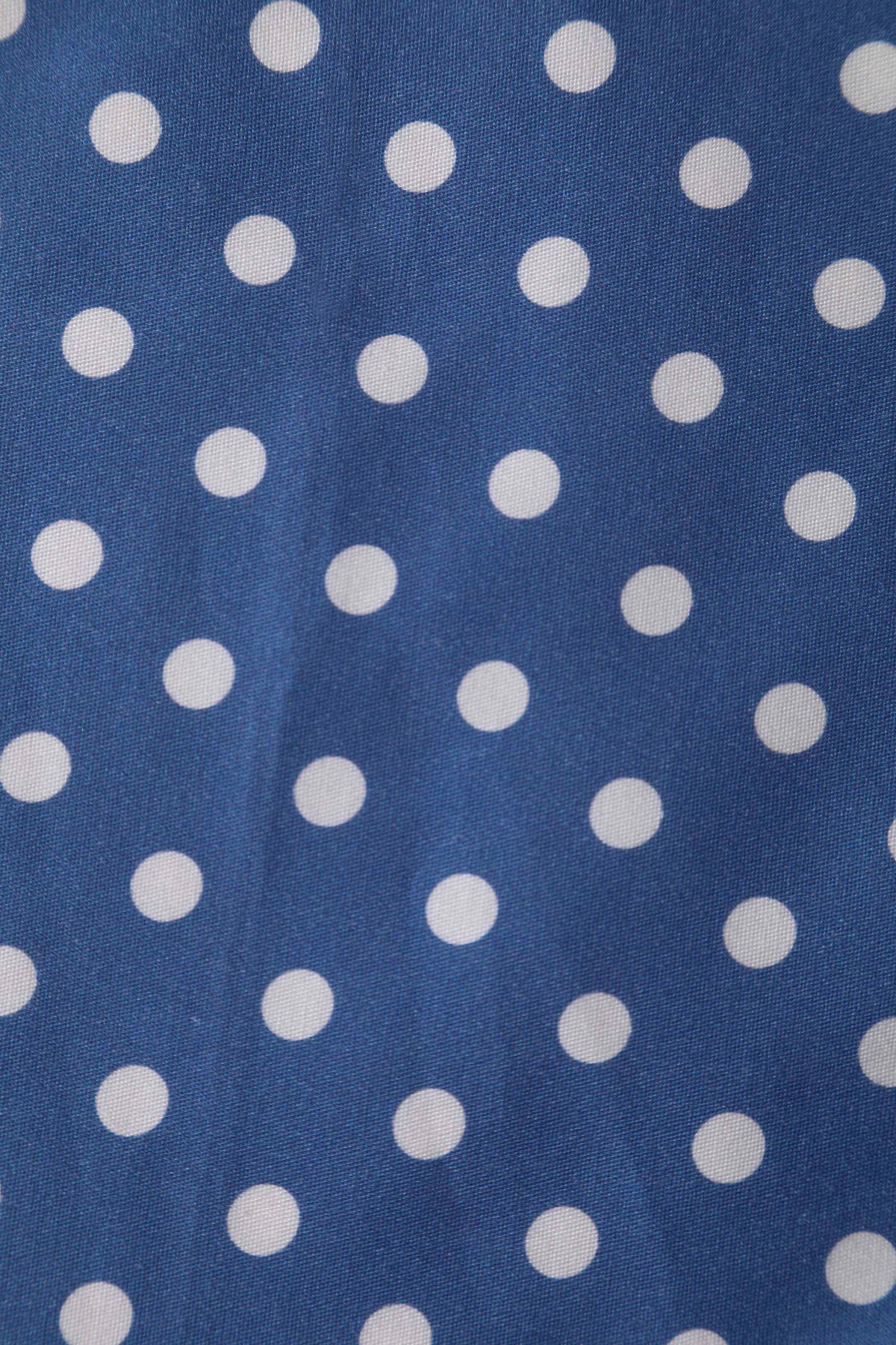 May Crossover Bust Blue and White Polka Dot Dress