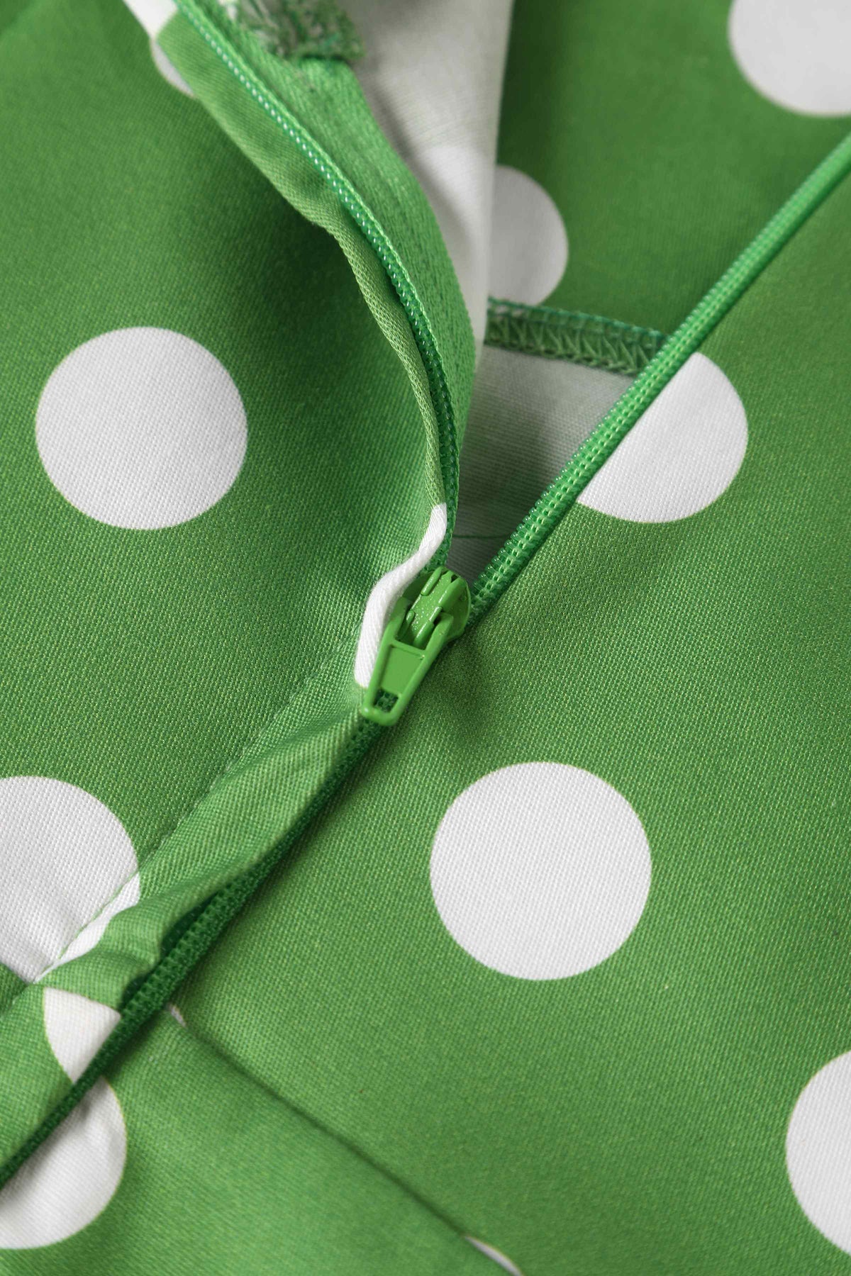 May Crossover Bust Green White Polka Dot Dress