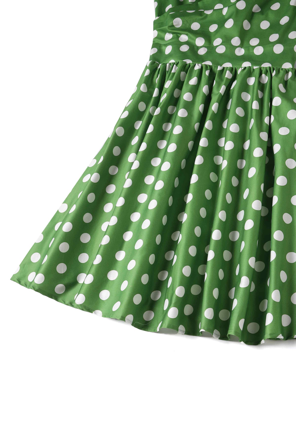 May Crossover Bust Green White Polka Dot Dress