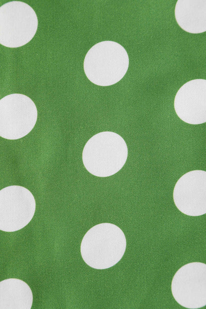 May Crossover Bust Green White Polka Dot Dress