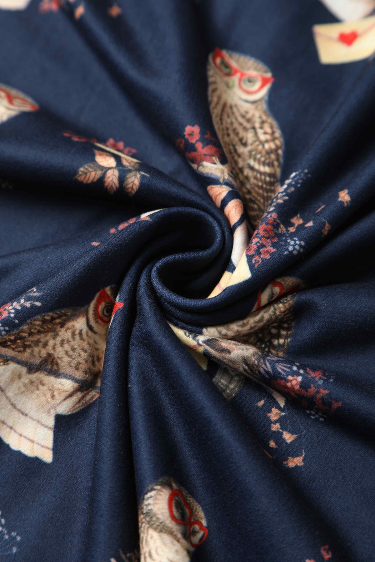Donna Crossover Bust Oxford Blue Owls and Letters Dress