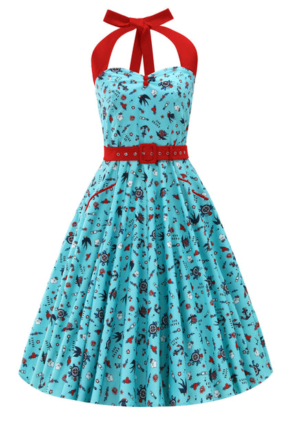 Daisy Rockabilly Nautical Tattoo Halter Dress