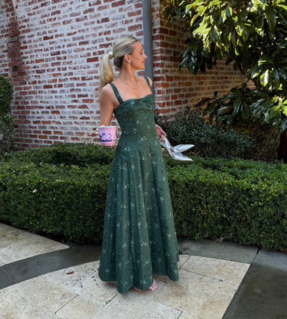 The Jude Dress - Green Scallop Bow Chintz