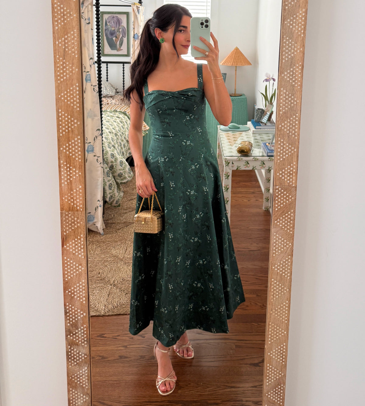 The Jude Dress - Green Scallop Bow Chintz