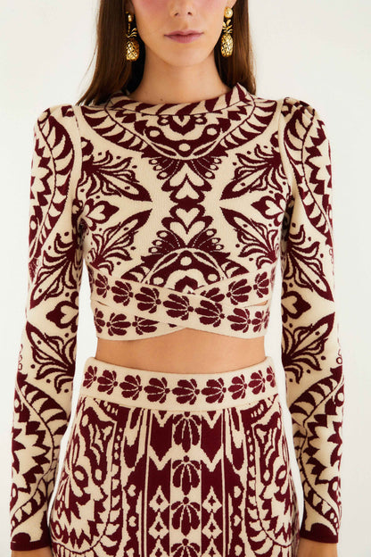 Burgundy Pineapple Love Knit Top