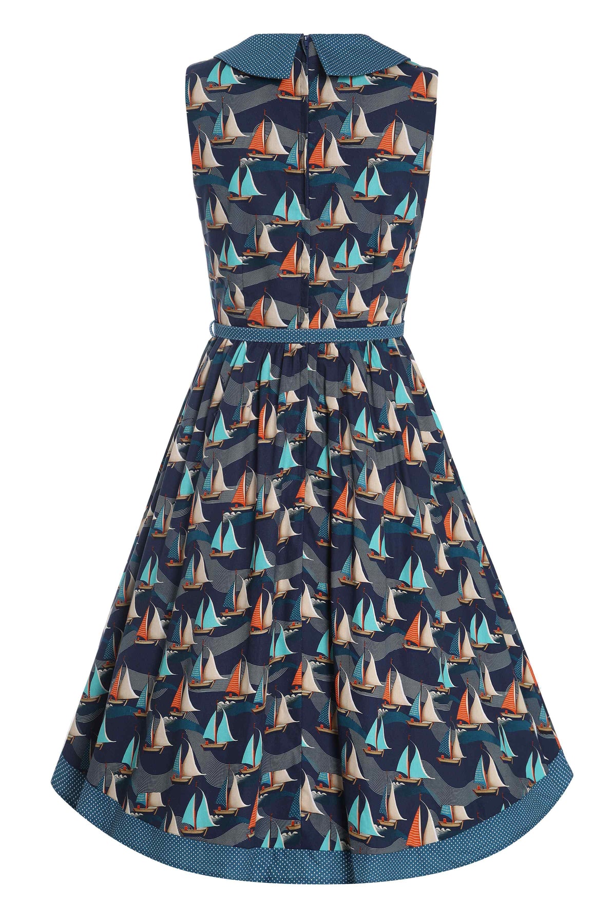 Maverick Fifties Navy Blue Sailboat Shirt Dress