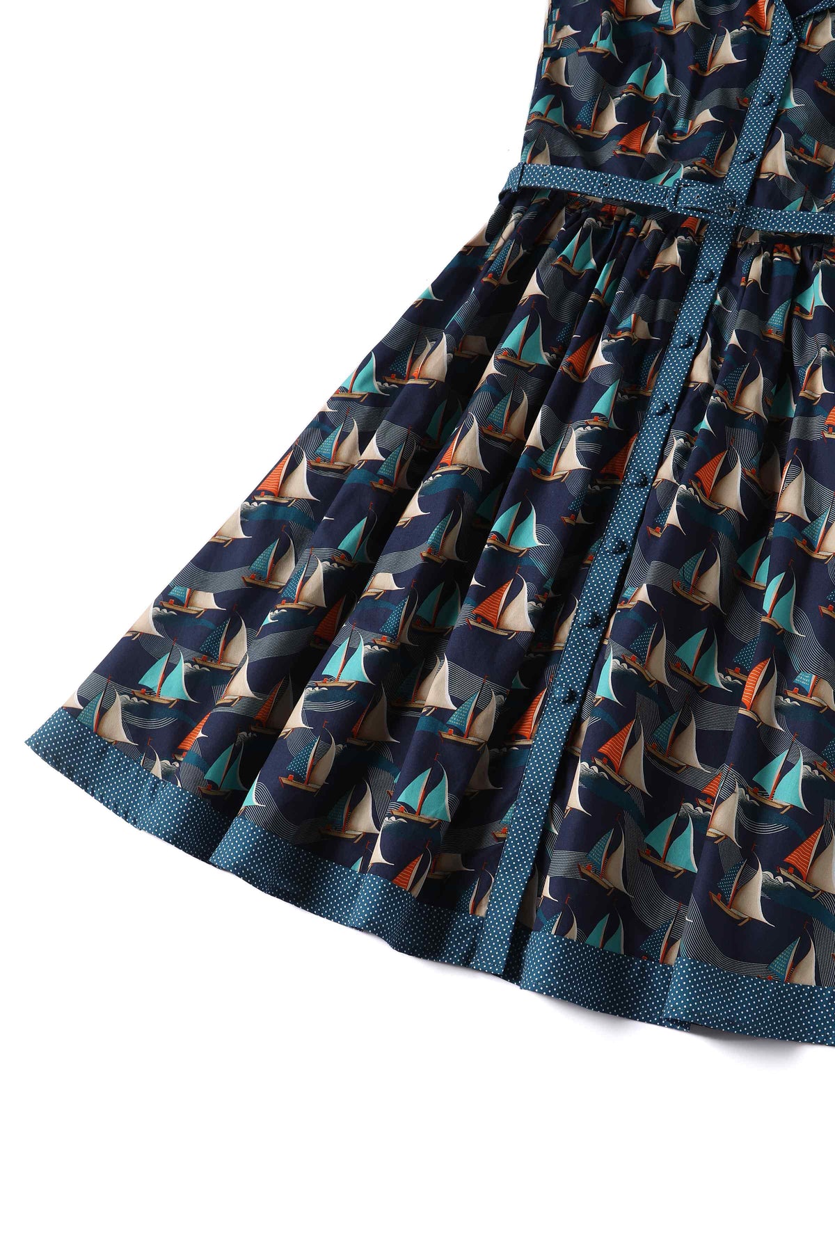 Maverick Fifties Navy Blue Sailboat Shirt Dress