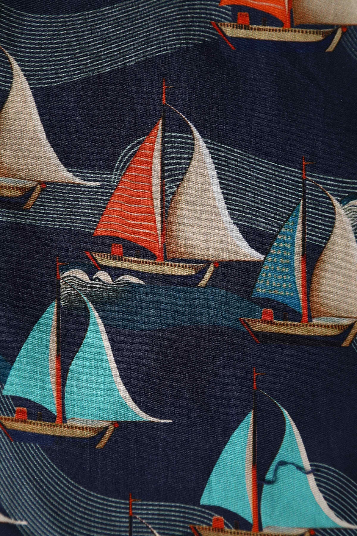 Maverick Fifties Navy Blue Sailboat Shirt Dress
