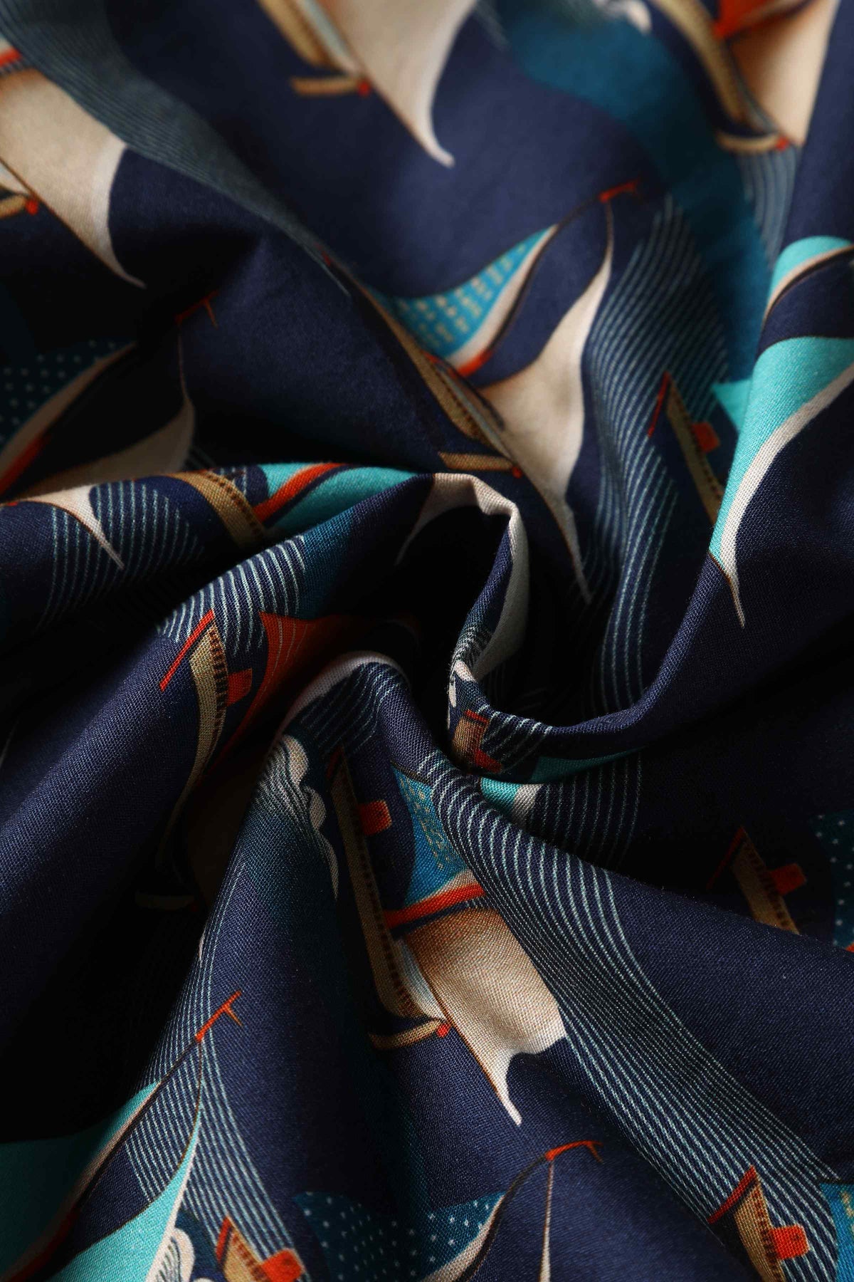 Maverick Fifties Navy Blue Sailboat Shirt Dress