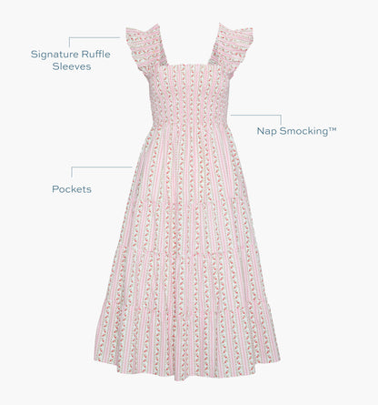 The Ellie Nap Dress - Pink Floral Dot Stripe