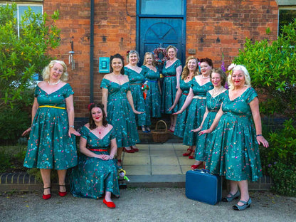 Lily Green Bird Forest Off Shoulder Swing Dress