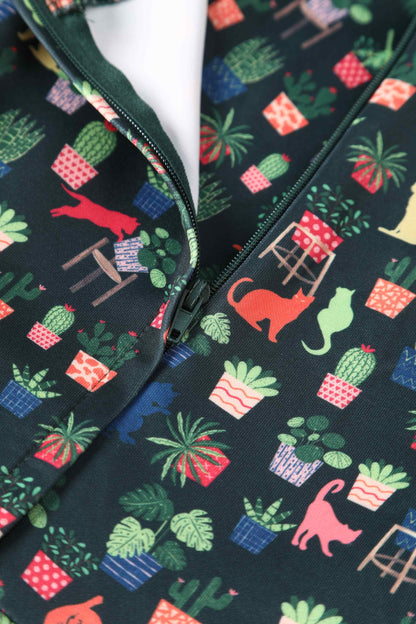 Amanda Green Cat & Plant Swing Dress
