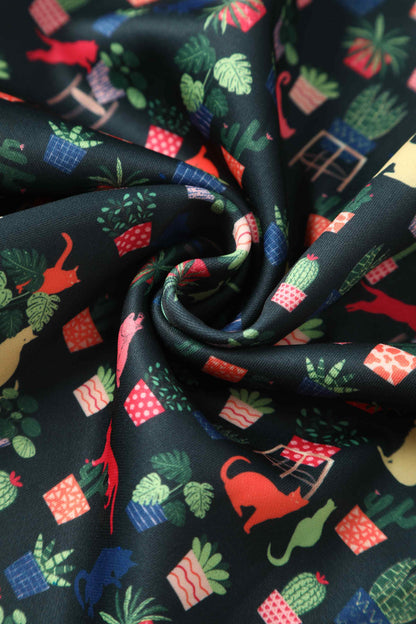 Amanda Green Cat & Plant Swing Dress