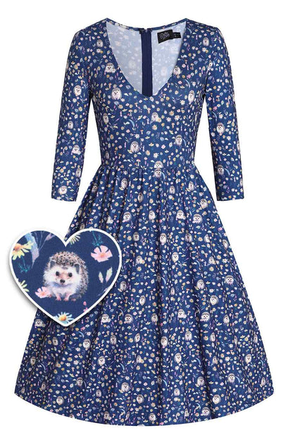 Billie Purple Hedgehog & Mushroom Print Dress
