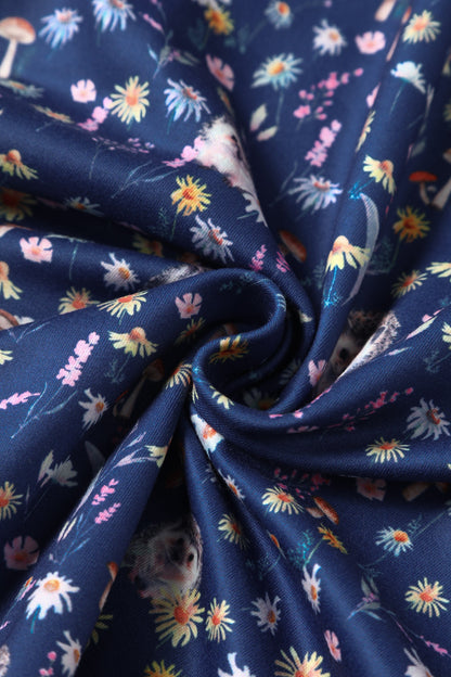 Billie Purple Hedgehog & Mushroom Print Dress