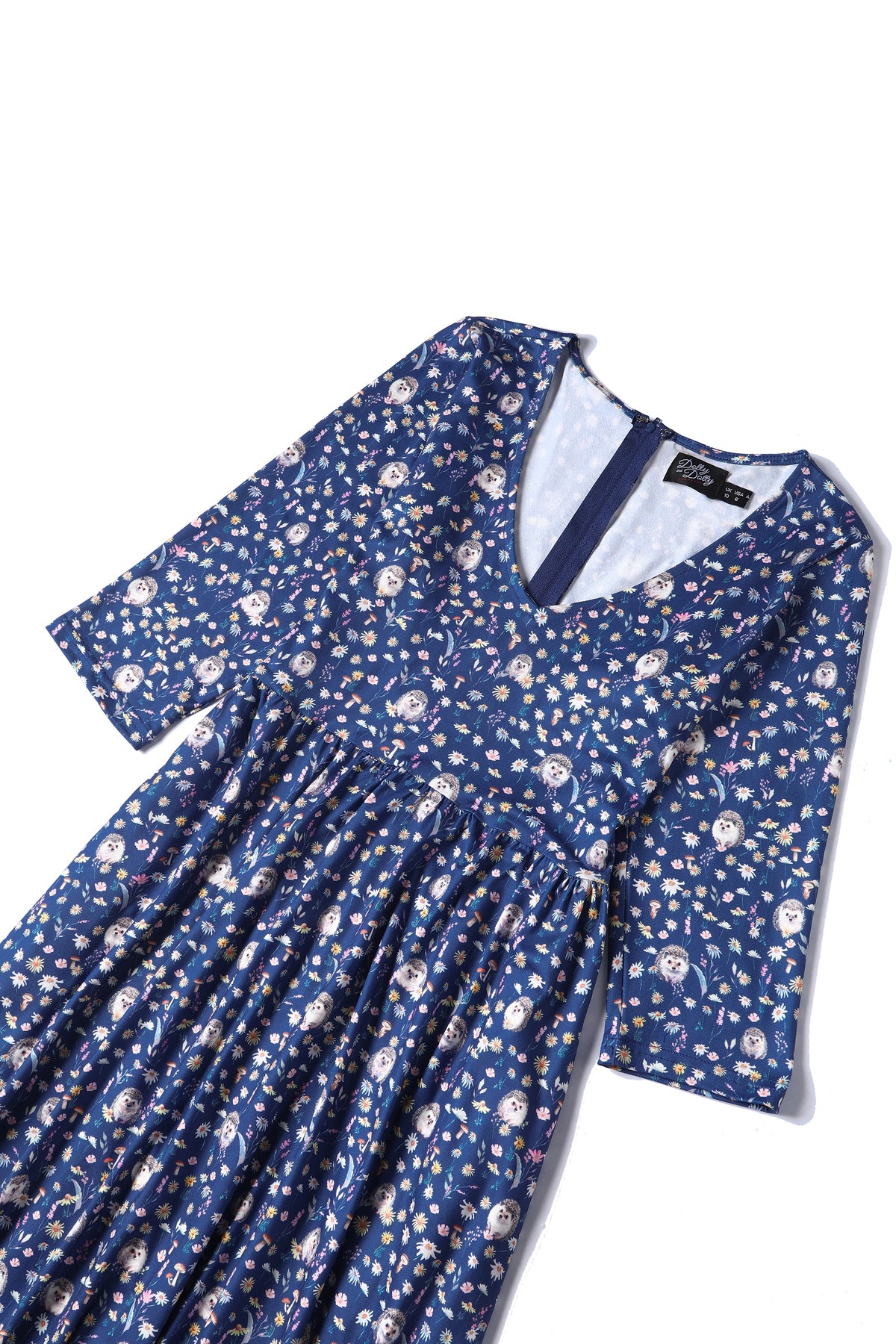 Billie Purple Hedgehog & Mushroom Print Dress