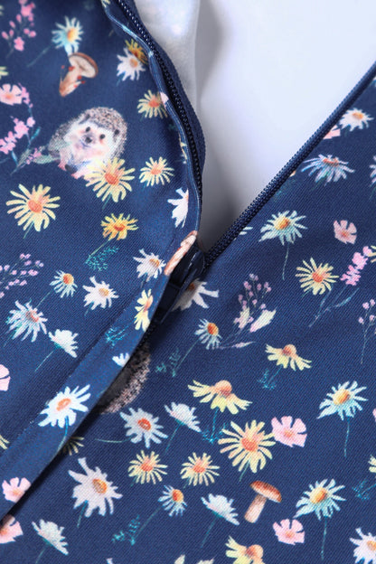 Billie Purple Hedgehog & Mushroom Print Dress