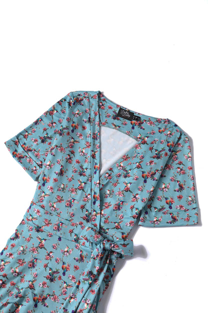 Matilda Hummingbird Blue Wrap Dress