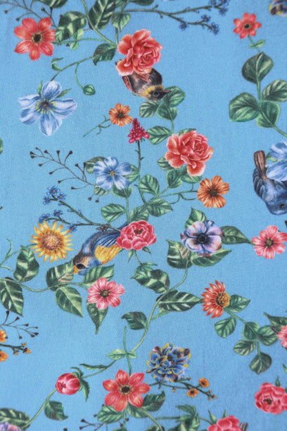 Katherine Blue Hummingbird Long Sleeved Dress