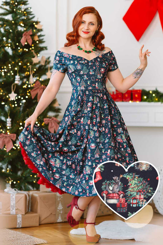 Lily Cats At Christmas Circle Dress