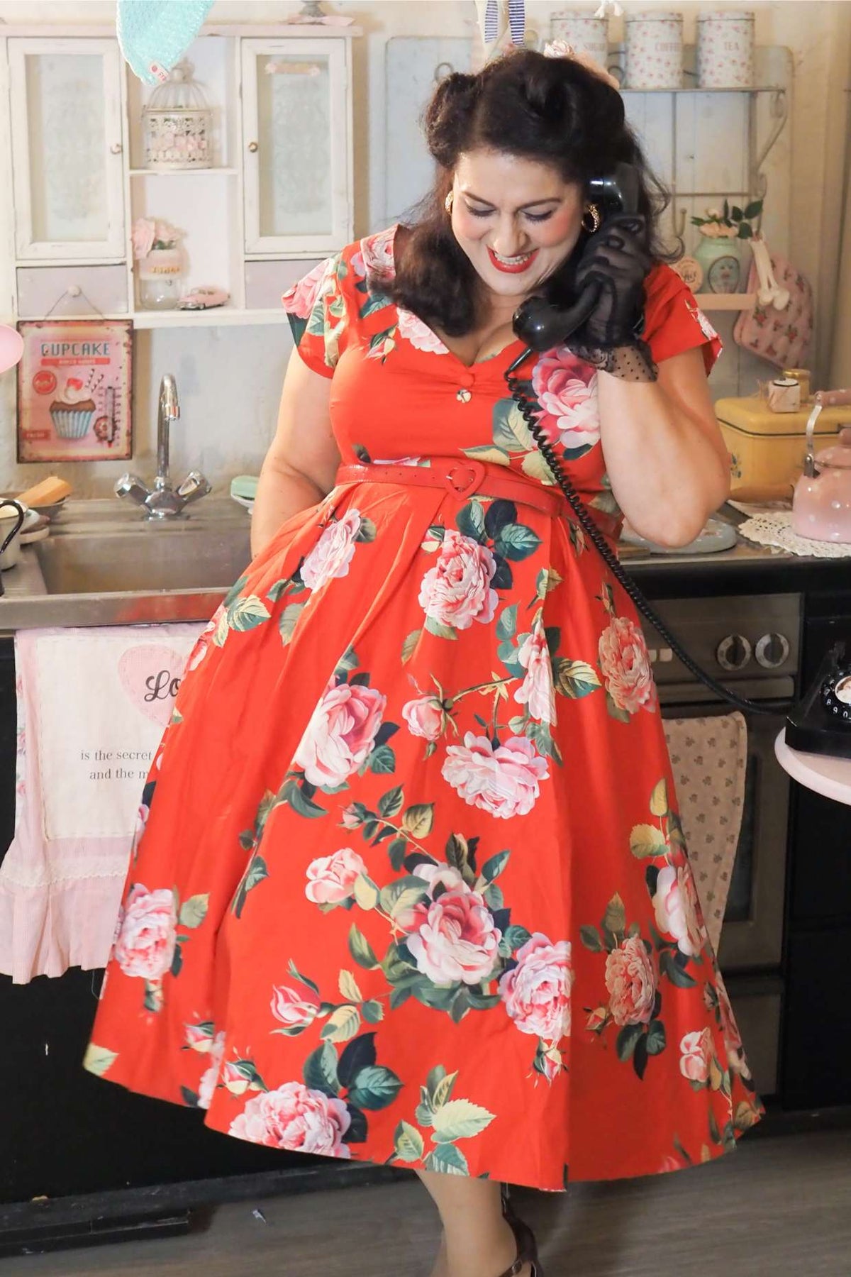 Lily Red Rose Off Shoulder Midi Dress