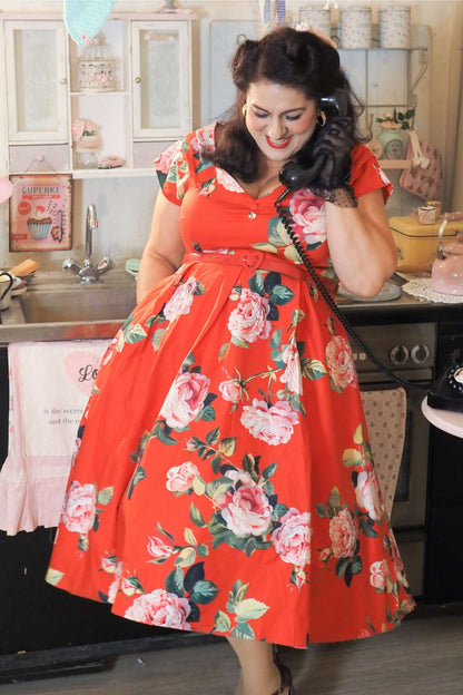 Lily Red Rose Off Shoulder Midi Dress
