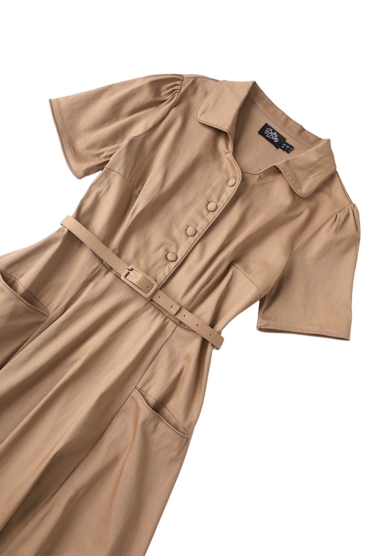 Mabel Khaki Cream Midi Shirt Dress