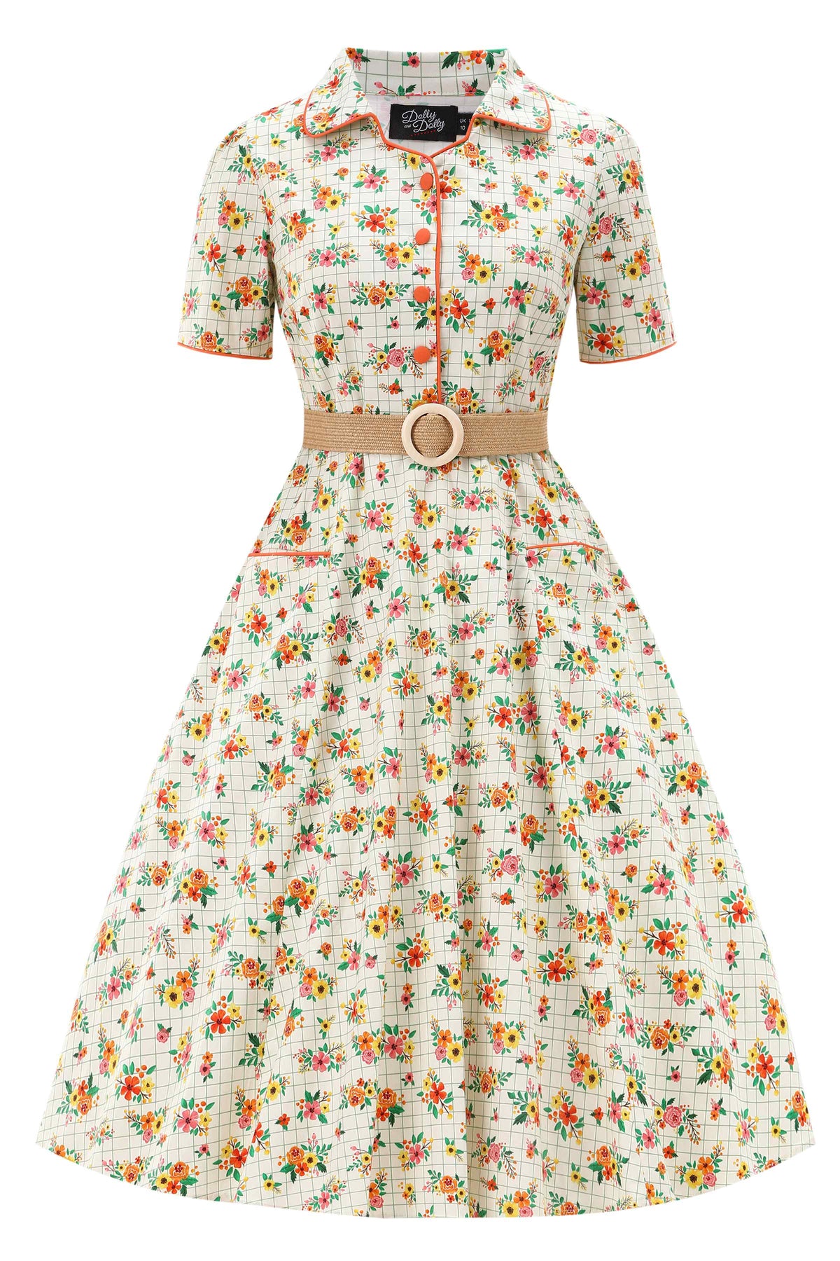 Mabel Retro Floral Midi Shirt Dress