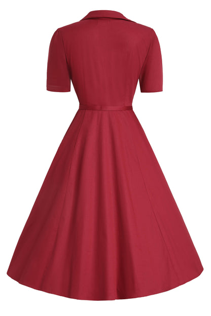 Mabel Rockabilly Burgundy Shirt Dress