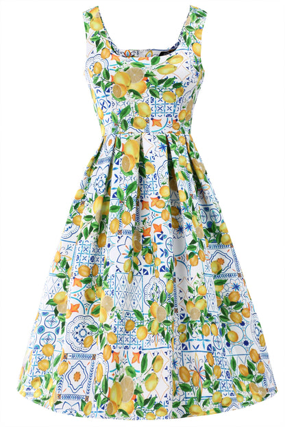 Amanda Mediterranean Lemon Swing Dress