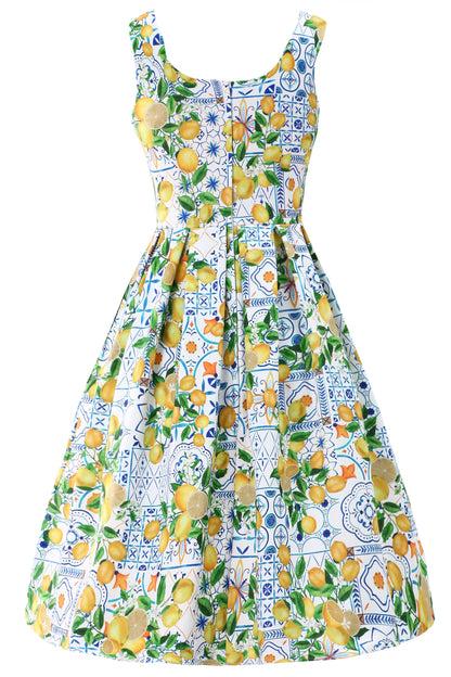 Amanda Mediterranean Lemon Swing Dress