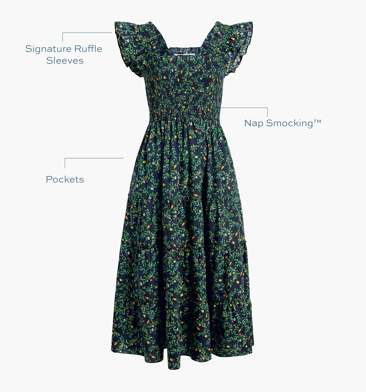 The Ellie Nap Dress - Midnight Garden Poplin